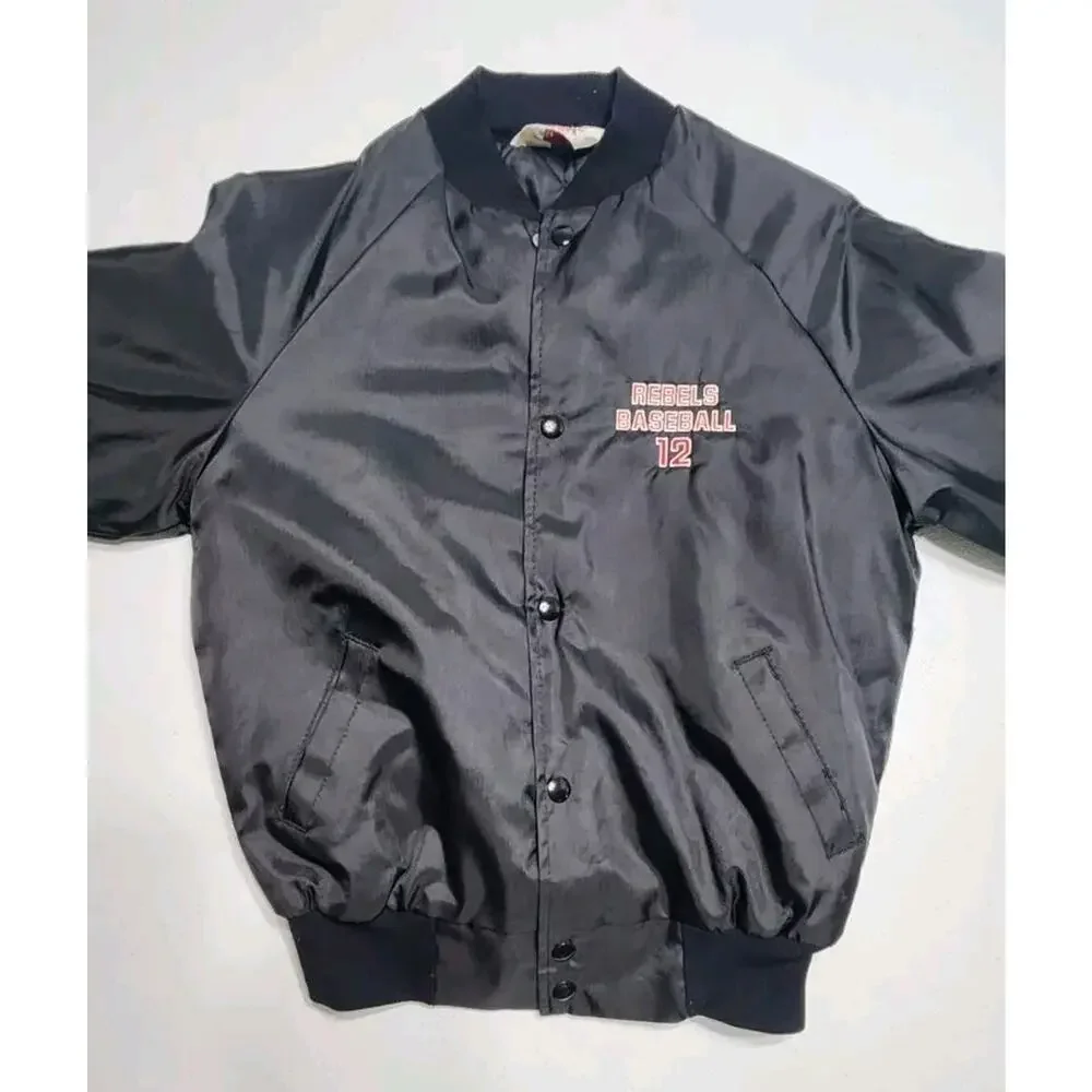 Vintage Rebels Baseball Jacket Button Coat Size Youth Large Made In USA